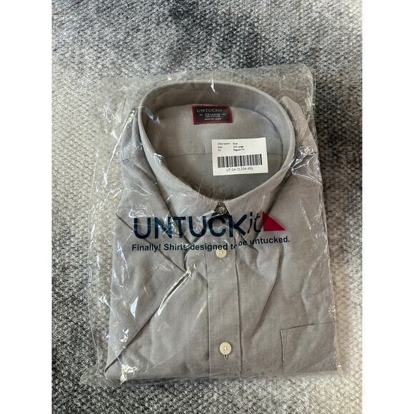 UNTUCKit Other - UNTUCKit Men's 'Bual' Regular Fit Short Sleeve Button Up Solid Gray Shirt XXL